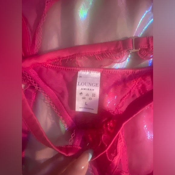 💖🌸 Flirty Lounge Florence Hot Pink 3pc Lingerie Bra Set 🌸 34D 🌸 Like New! - Picture 12 of 15